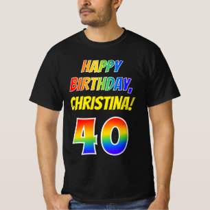 T-shirt 40e anniversaire — Gras, Amusant, Arc-en-ciel 40, 