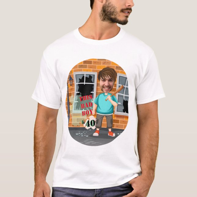 T-shirt 40e Anniversaire Homme Mauvais Garçon Drôle Visage (Devant)