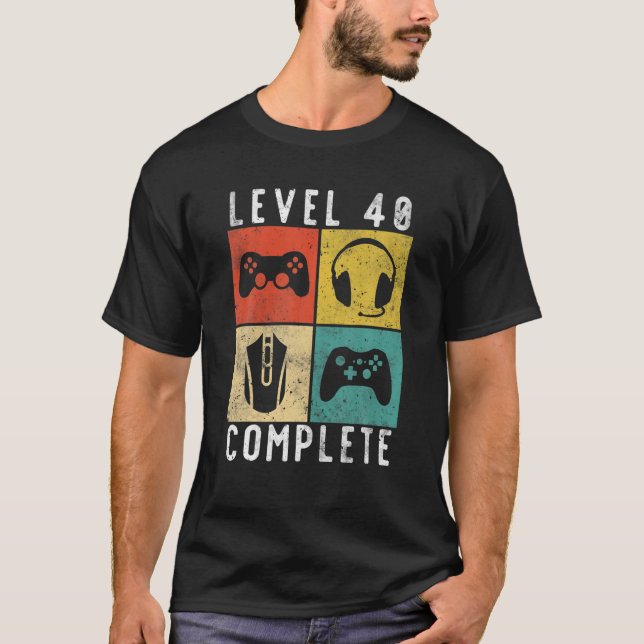 T-shirt 40E Anniversaire Hommes 1981 Niveau Gamer Complet (Devant)