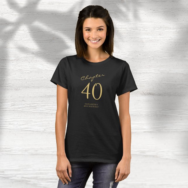 T-shirt 40e Anniversaire Jeu d'or Script noir (Créateur téléchargé)