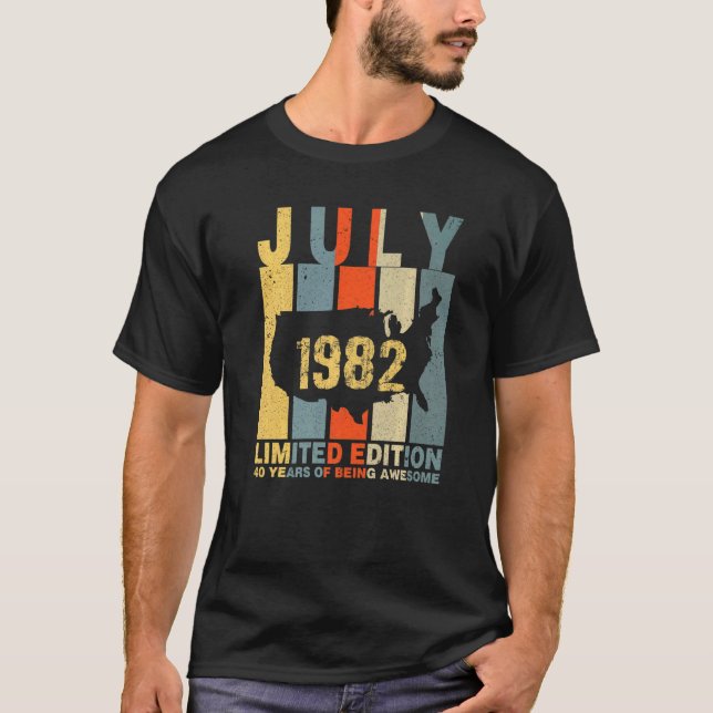 T-shirt 40e Anniversaire Juillet 1982 40 Ans D'Être Impres (Devant)
