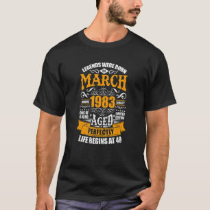 T-shirt 40e Anniversaire Né En Mars 1983 La Vie Commence À