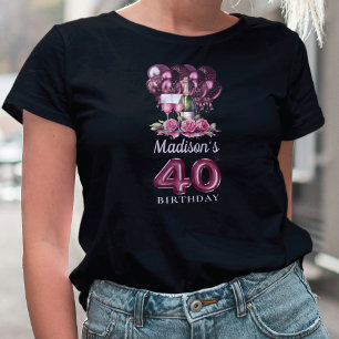 T-shirt 40e anniversaire personnalisé Vin de luxe et ballo