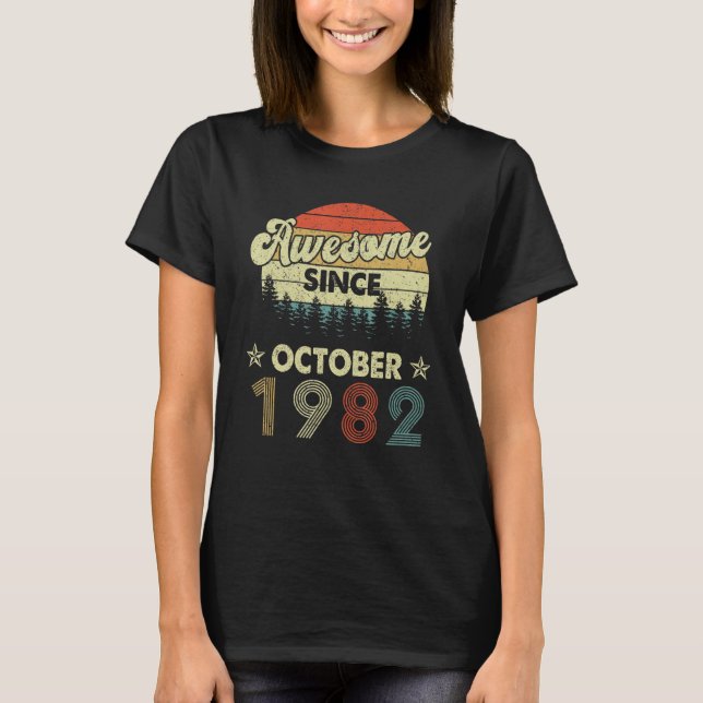 T-shirt 40e anniversaire vintage stupéfiant depuis octobre (Devant)