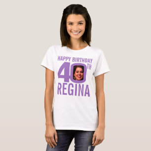 T-shirt 40e anniversaire violet nom personnalisé modèle ph