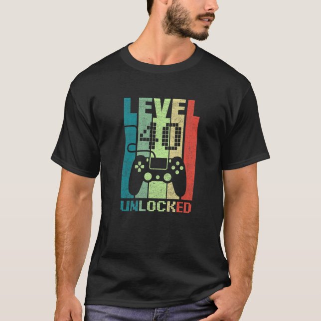 T-shirt 40E Cadeaux Anniversaires Niveau 40 Vidéo Jeu Déve (Devant)