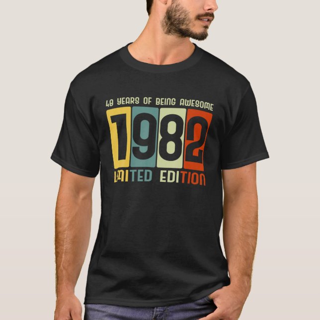 T-shirt 40Th Birthday 40 Years Awesome Retro Tees Limited (Devant)