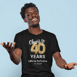 T-shirt 40th Birthday Age to Perfection<br><div class="desc">Tee-shirt 40e anniversaire en noir et or avec quarante ballons d'hélium en or,  le dicton "encourage à 40 ans",  "vieilli à la perfection",  et la date.</div>