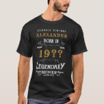 T-shirt 40th Birthday Ajouter le nom Année Légendaire Blac<br><div class="desc">40e anniversaire né. Ajoutez votre nom Tshirt. Modifiez le nom et l'année avec le modèle fourni. Un magnifique Tshirt d'anniversaire noir. Plus de cadeaux et de fournitures de fête disponibles avec le design "légendaire" dans le magasin.</div>