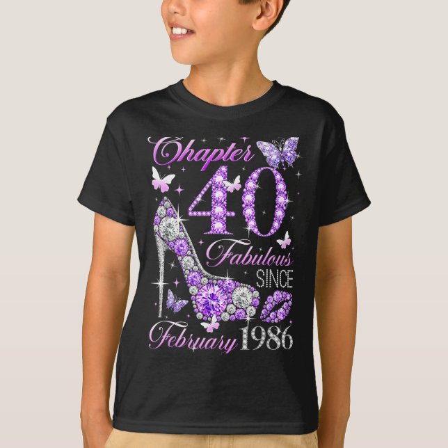 T-shirt 40th Birthday Queen Chapter 40 Fabulous Since 1986 (Devant)