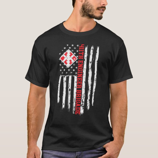T-shirt 411e Brigade du génie American Flag Premium (Devant)