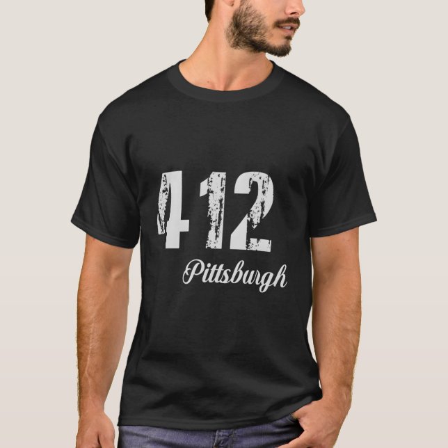 T-shirt 412 Code régional de Pittsburgh en détresse (Devant)