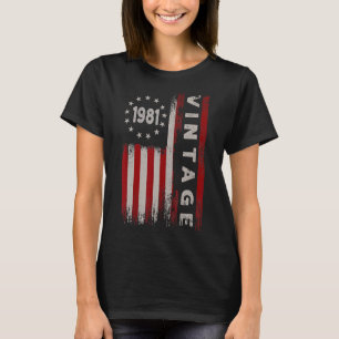 T-shirt 41 ans Vintage 1981 Drapeau américain 41e naissanc