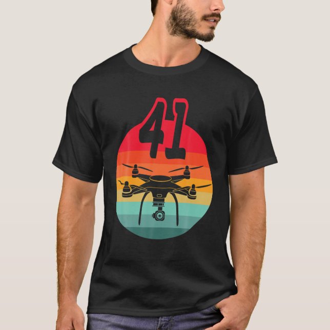 T-shirt 41E Anniversaire I Télécommande Rétro Drones Avec  (Devant)