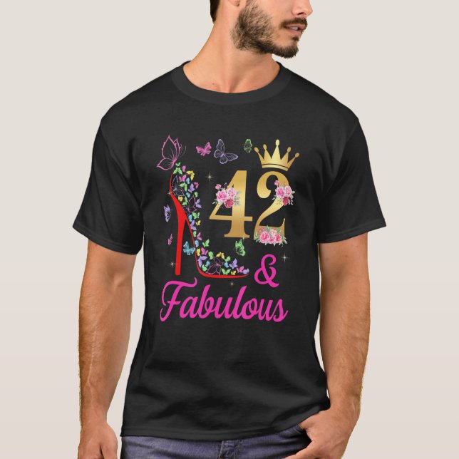 T-shirt 42 & Fabuleux 42 Ans 42ème Anniversaire Papillons  (Devant)