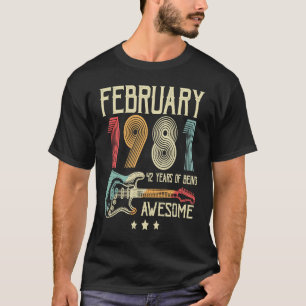 T-shirt 42e anniversaire Guitare rétro Février 1981 42 Ans