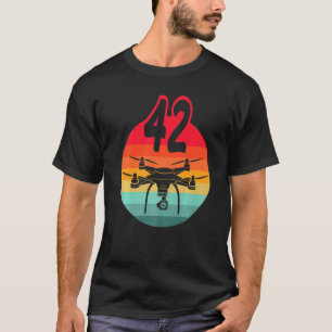 T-shirt 42e Anniversaire I Télécommande Rétro Drones Avec
