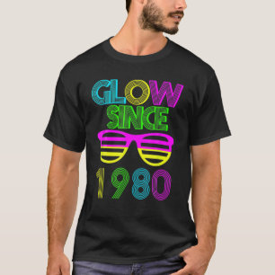 T-shirt 42E Anniversaire Lumineuse Depuis 1980 Lunettes de