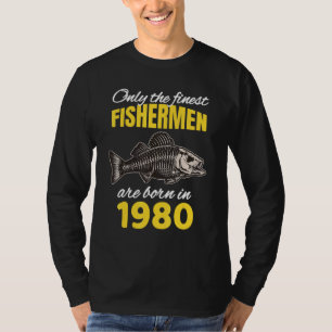 T-shirt 42E Anniversaire Pêcheurs Nés En 1980 Pêche