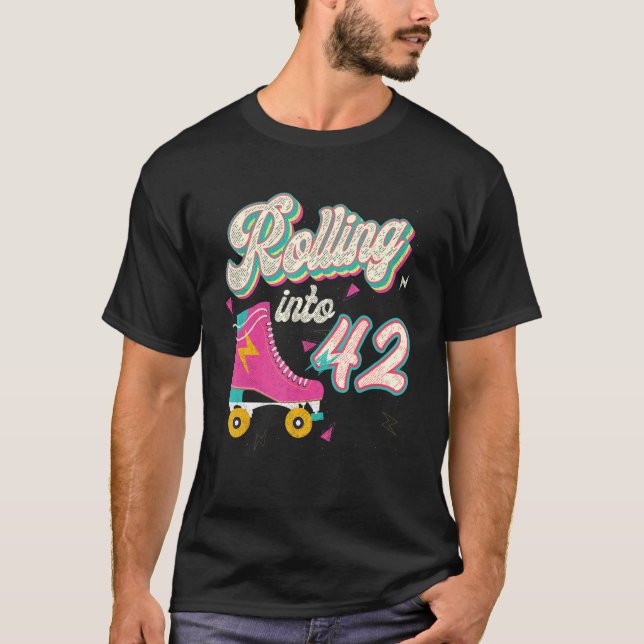 T-shirt 42e anniversaire Roller Skates roulant en 42 ans (Devant)
