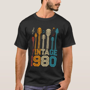 T-shirt 42e anniversaire Vintage 1980 Guitariste Guitare