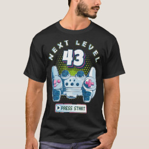 T-shirt 43 Anniversaire Gamer Niveau suivant 43 Contrôleur