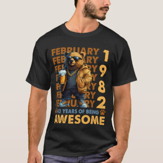 T-shirt 43 Ans Awesome Cool Ours Depuis Février 1982
