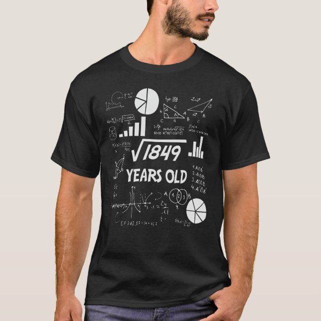 T-shirt 43 ans Enseignant des mathématiques Anniversaires  (Devant)