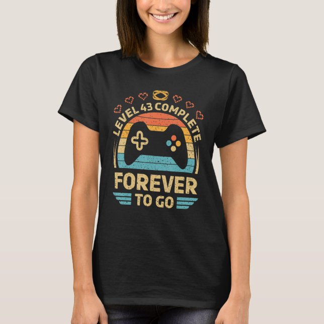 T-shirt 43th Wedding Anniversary Video Gamer Level 43 Comp (Devant)