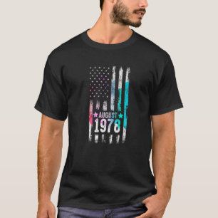 T-shirt 44 Ans, Août 1978 Drapeau Américain 44E Anniversai
