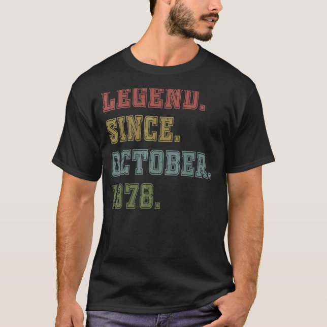 T-shirt 44 Years Old Legend Since October 1978 (Devant)