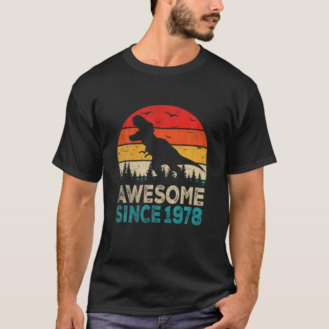 T-shirt 44E Anniversaire Dinosaur 44 Ans Awesome Depuis 1 (Devant)
