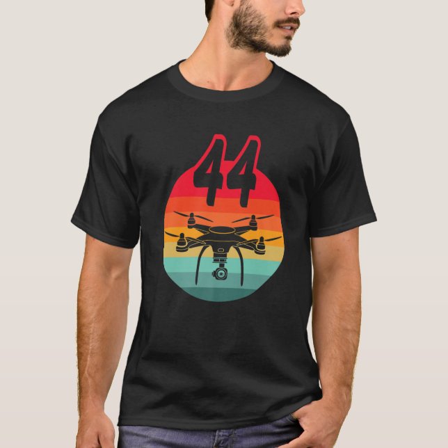 T-shirt 44E Anniversaire I Télécommande Rétro Drones Avec  (Devant)