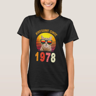 T-shirt 44e anniversaire Vintage Chat stupéfiant depuis 19