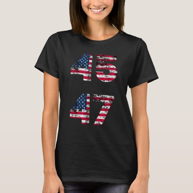 T-shirt 45 47 Donald Trump Élection 2024 Je soutiens Trump (Devant)