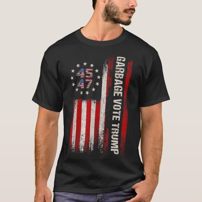 T-shirt 45 47 Élection Trump 2024 Drapeau américain Garbyg (Devant)