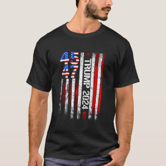 T-shirt 45 47 Trump 2024 - Drapeau américain - Retour à l'