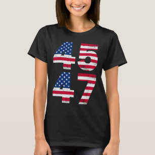 T-shirt 45 47 Trump Président américain Vintage Drapeau am