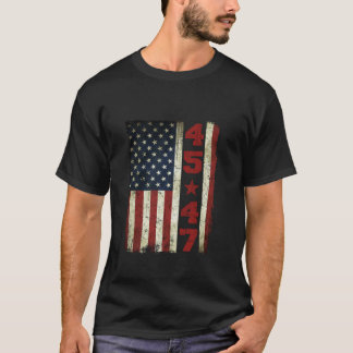 T-shirt 45 47 Trump Vintage États-Unis Drapeau 2024 Présid