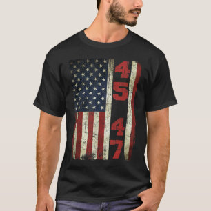 T-shirt 45 47 Trump Vintage Usa Drapeau 2025 Président Ell