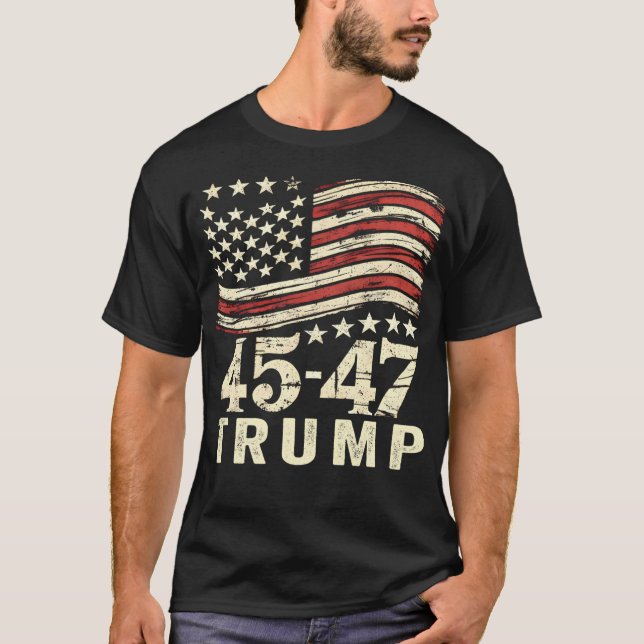 T-shirt 45 47 Usa Flag Trump Inauguration Day 2025 (Devant)