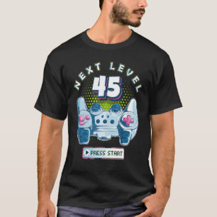 T-shirt 45 Anniversaire Gamer Niveau suivant 45 Contrôleur