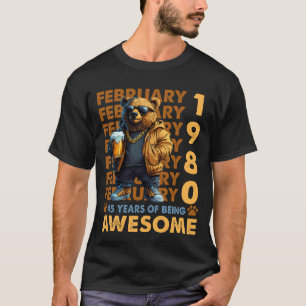 T-shirt 45 Ans Incroyable Ours Cool Depuis Février 1980