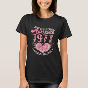 T-shirt 45 ans Vieux rose Vintage 1977 Don anniversaire 45