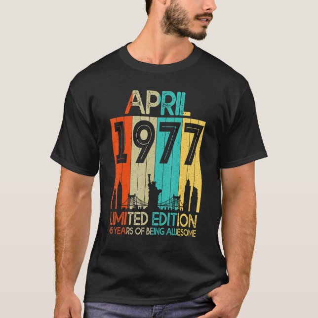 T-shirt 45e anniversaire avril 1977 45 ans (Devant)