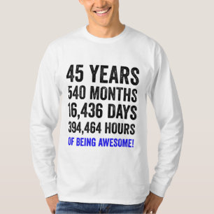 T-shirt 45e anniversaire // Compte à rebours pour les hom