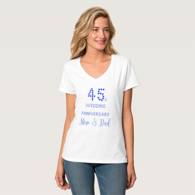 T-shirt 45e anniversaire de Mariage Parents Mariage Sapphi (Devant entier)