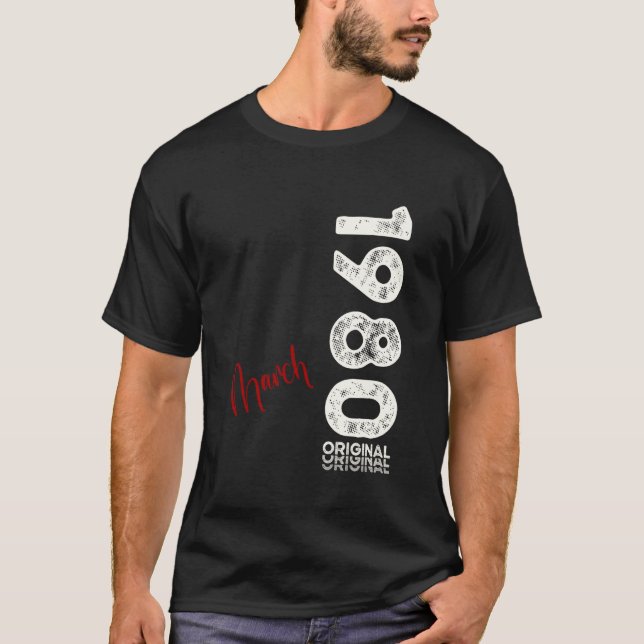 T-shirt 45e anniversaire Homme Original Mars 1980 45 ans H (Devant)