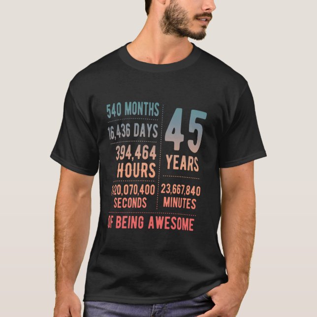 T-shirt 45e anniversaire Hommes Femmes Drôle 45 ans (Devant)