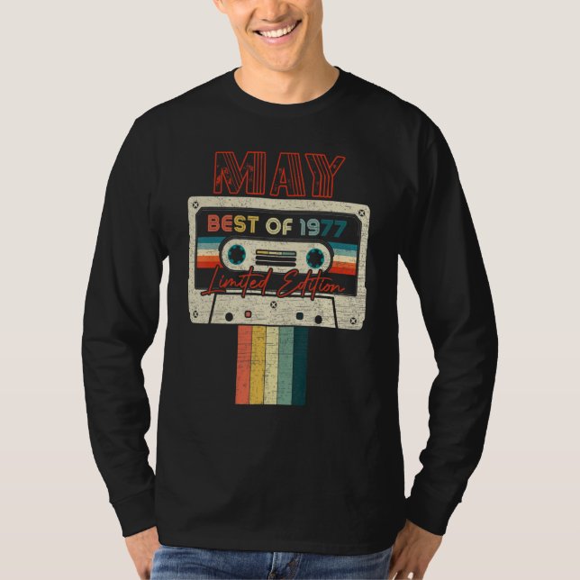 T-shirt 45e Anniversaire Mai Meilleur De 1977 Cassette Ban (Devant)